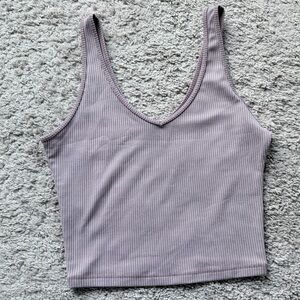 Cropped Ribbed V-Neck Tank Top